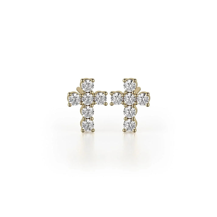 Mini Diamond Cross Earrings