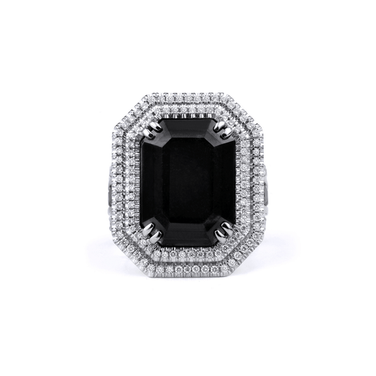 Black Diamond Emerald Cut Ring