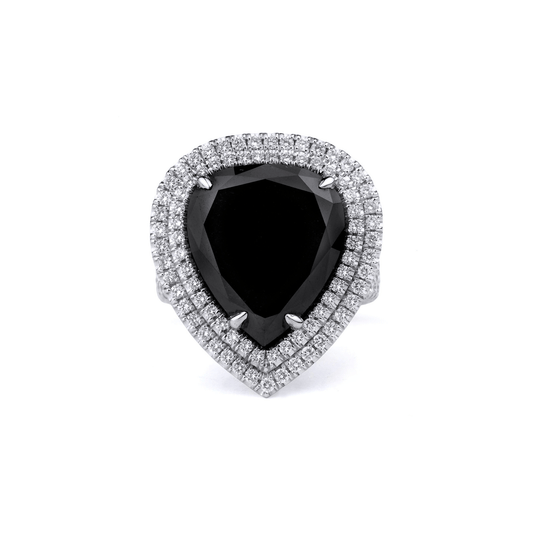 Black Diamond Pear Ring