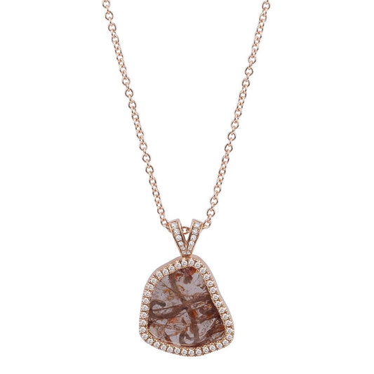 Brown Raw Diamond Halo Pendant