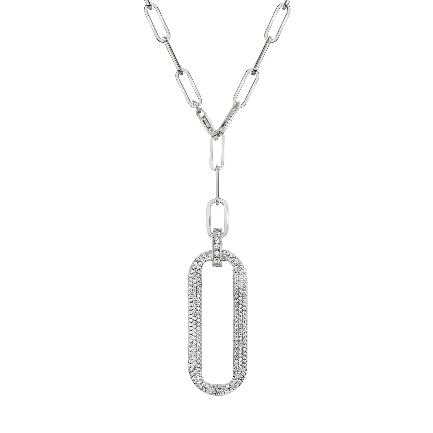 MICHAEL M Pavé Longline Link Medallion Lariat CN518PV