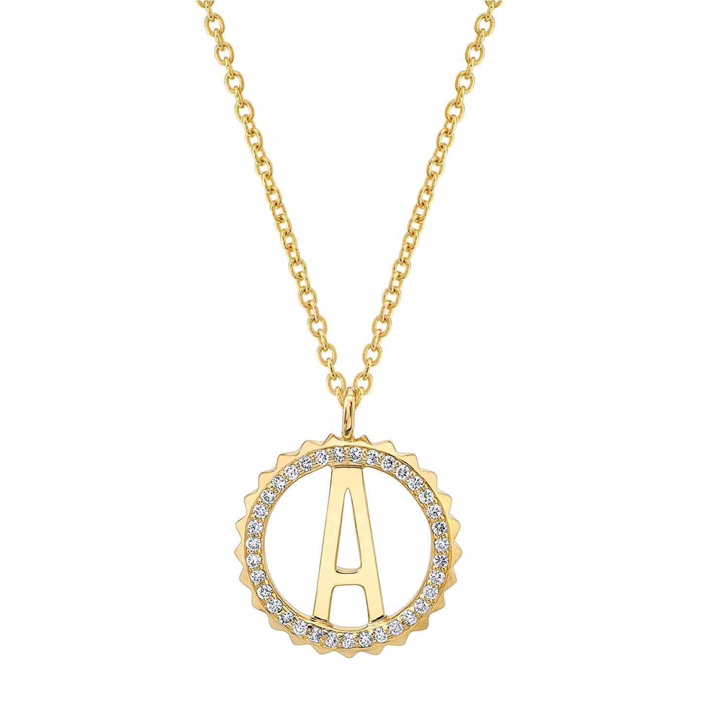 MICHAEL M Mini Tetra Pavé Initial Medallion P365YG