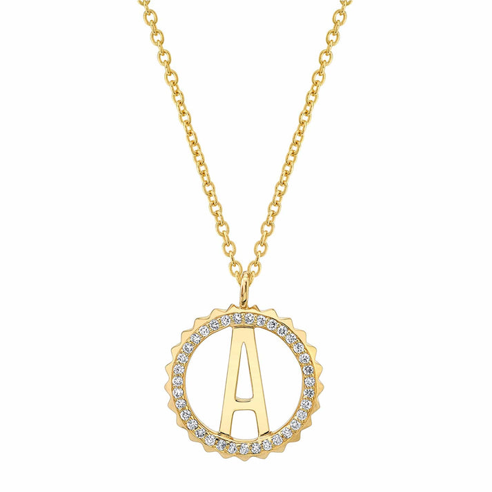 Mini Tetra Pavé Initial Medallion