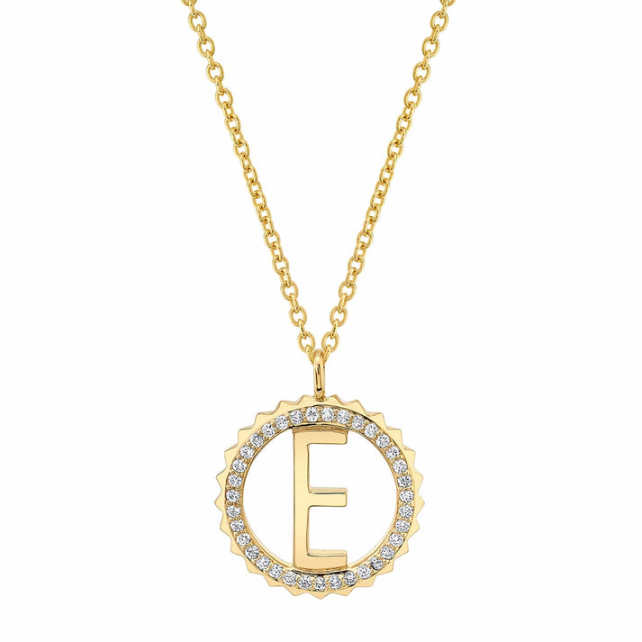 MICHAEL M Mini Tetra Pavé Initial Medallion P365YG