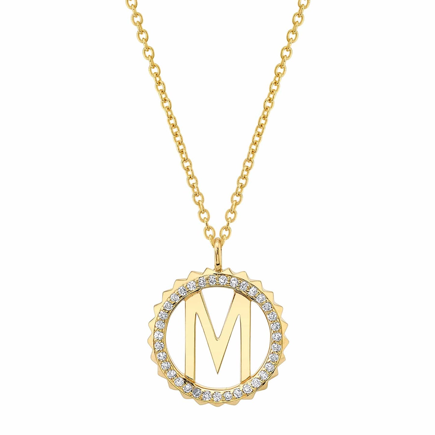 MICHAEL M Mini Tetra Pavé Initial Medallion P365YG