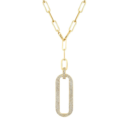 MICHAEL M Pavé Longline Link Medallion Lariat CN518PV