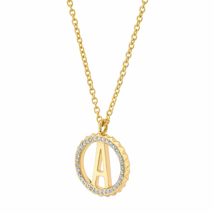 MICHAEL M Mini Tetra Pavé Initial Medallion P365YG