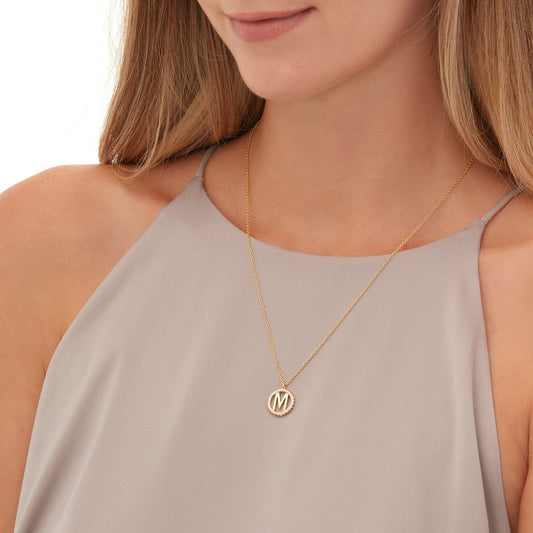 MICHAEL M Mini Tetra Pavé Initial Medallion P365YG