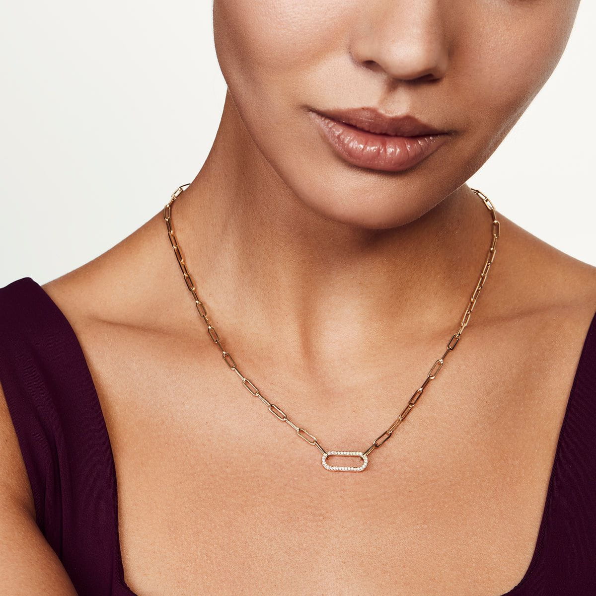 MICHAEL M Small Pavé Link Necklace CN353-YG