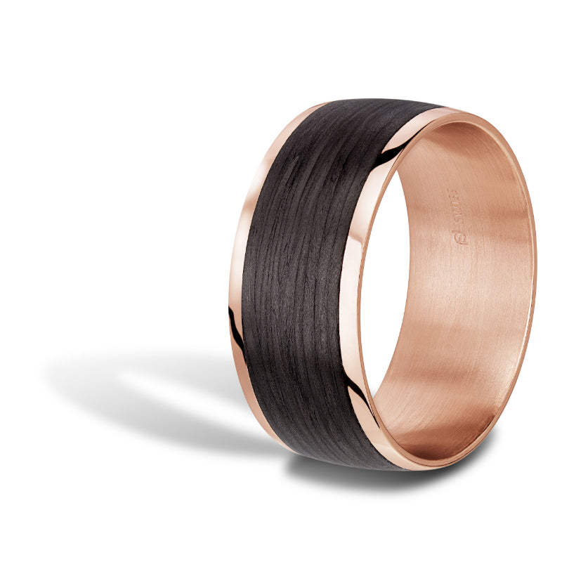 Furrer Jacot 18k Rose Gold & Carbon Wedding Band