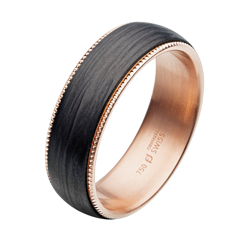 Furrer Jacot 18k Rose Gold & Carbon Wedding Band