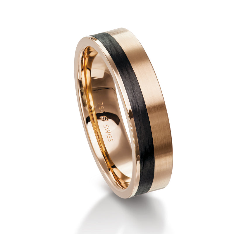 Furrer Jacot 18k Rose Gold & Carbon Wedding Band