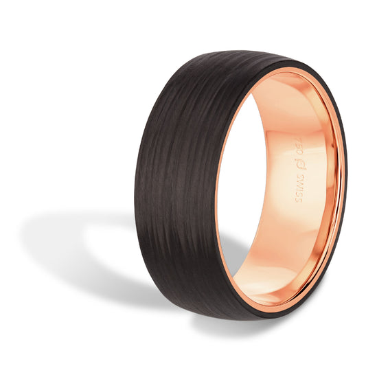 Furrer Jacot 18k Rose Gold & Carbon Wedding Band