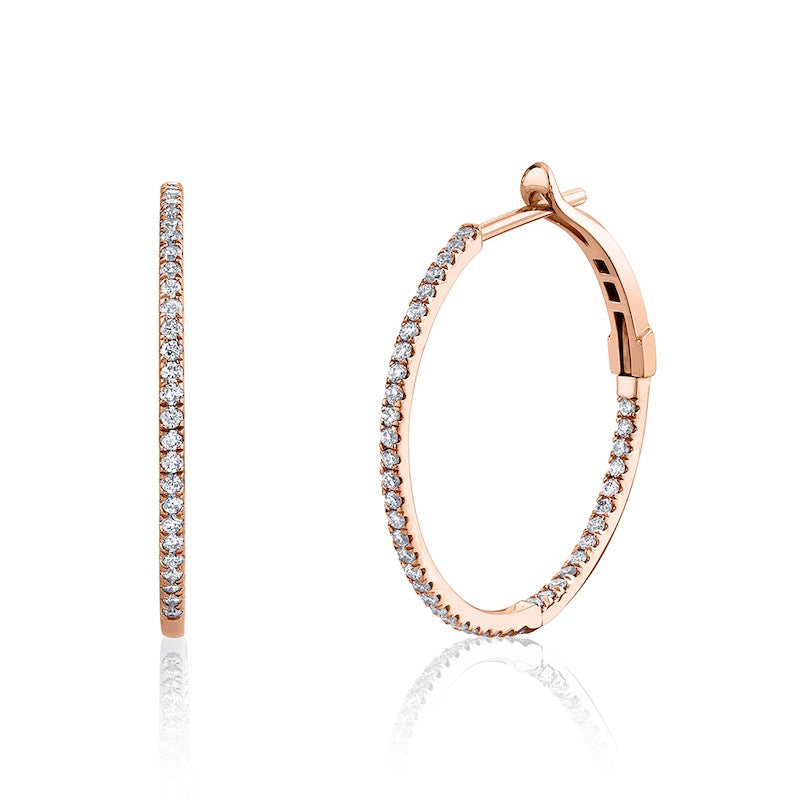 Half Carat Diamond Hoops in Rose Gold