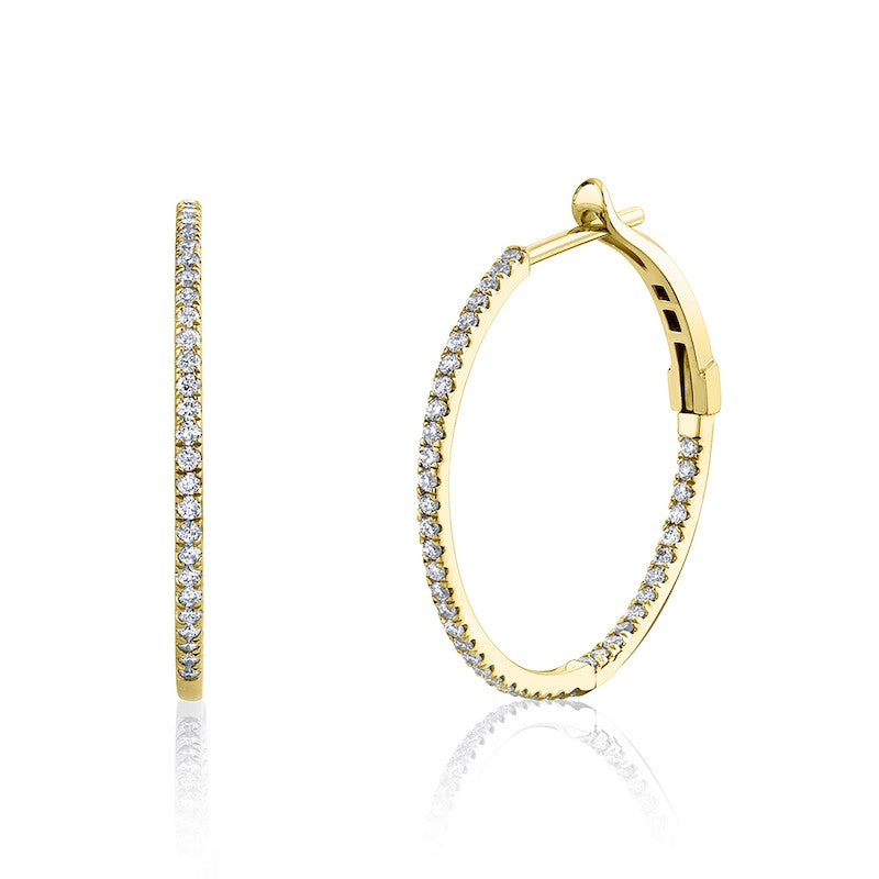 Half Carat Diamond Hoops in Yellow Gold