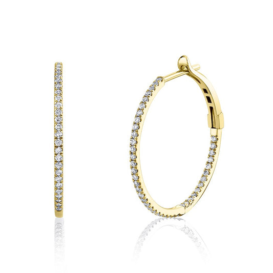 Half Carat Diamond Hoops in Yellow Gold