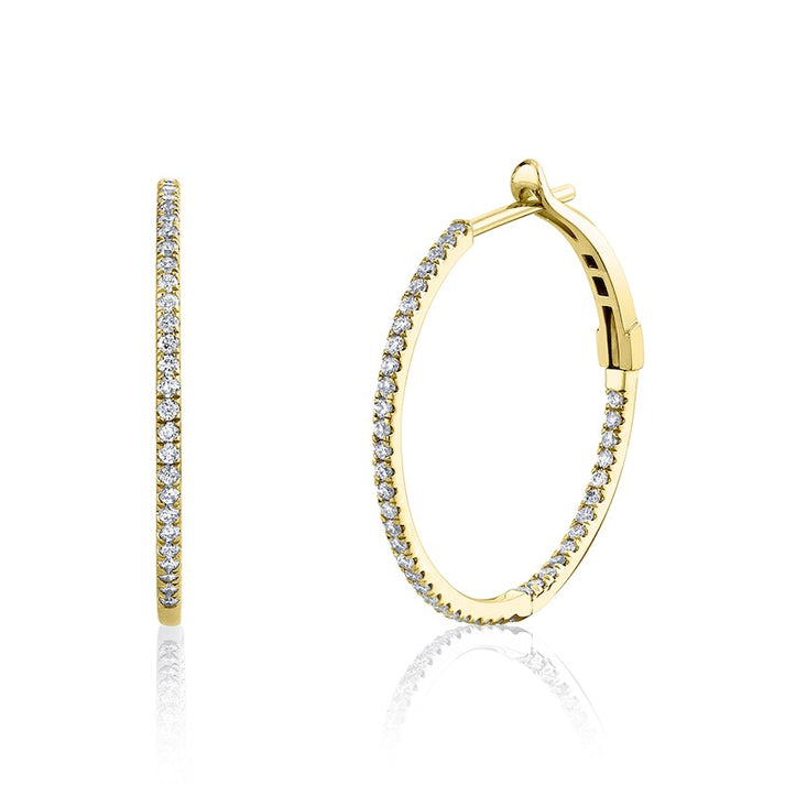 Half Carat Diamond Hoops in Yellow Gold