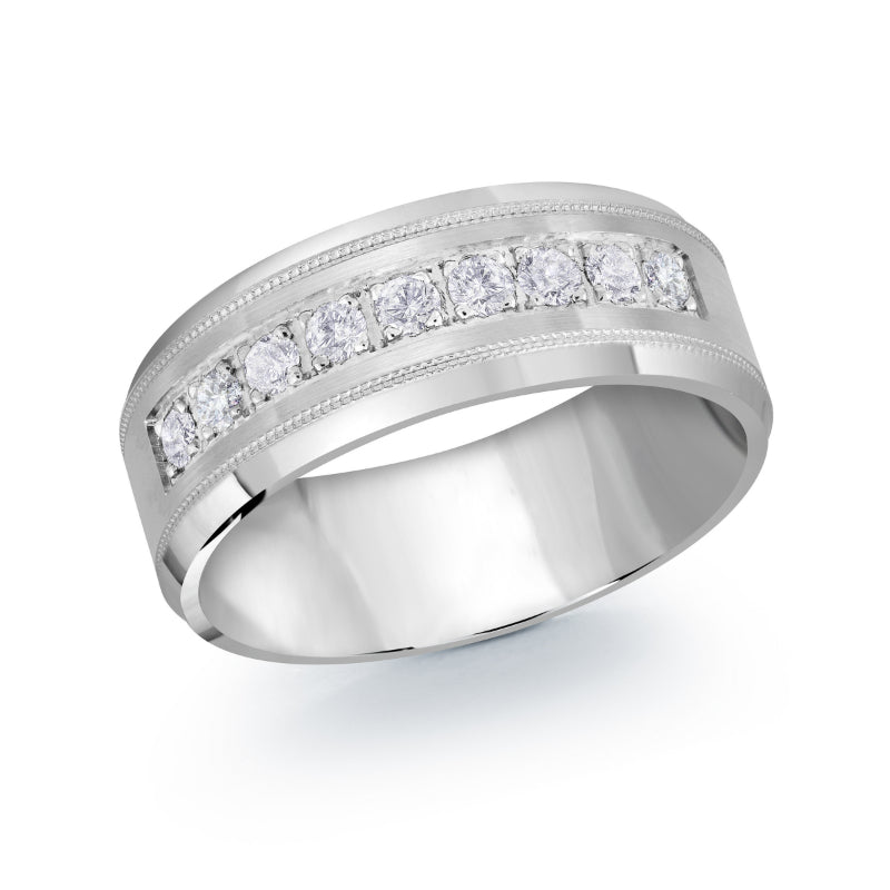 Malo 8mm 18k White Gold Diamond Band