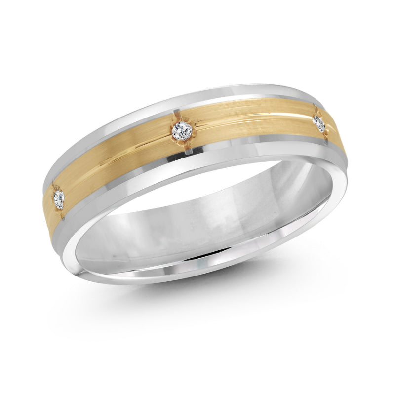Malo 6mm 18k White & Yellow Gold Diamond Band