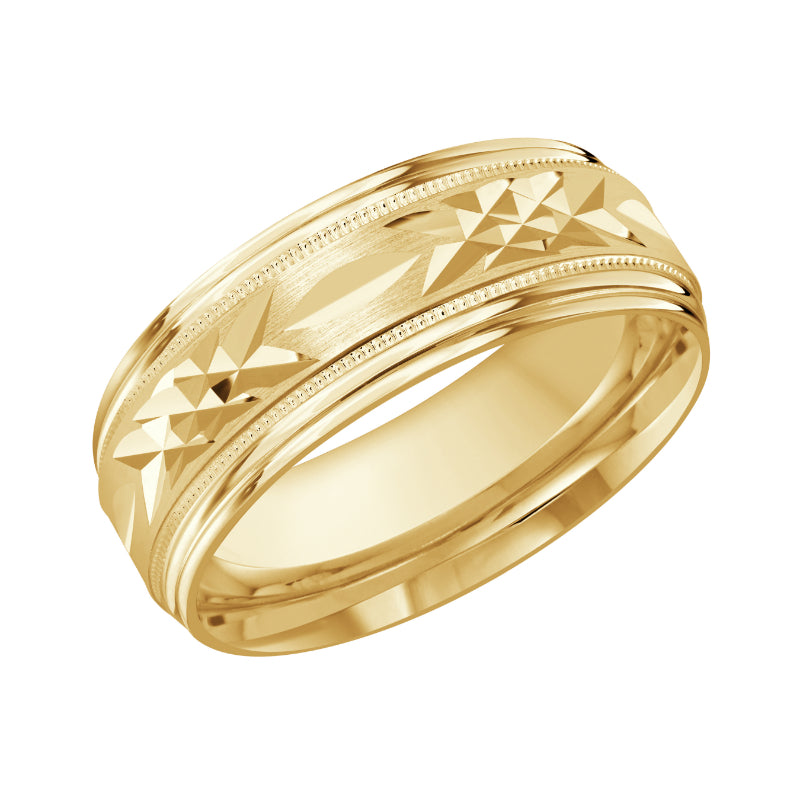 Malo 8mm 14k Yellow Gold Carved Band