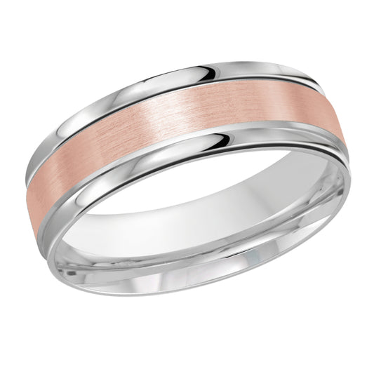 Malo 7mm 18k White & Pink Gold Carved Band