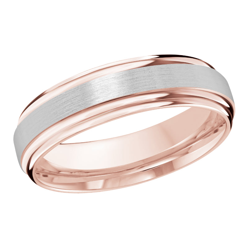 Malo 6mm 18k Pink & White Gold Carved Band