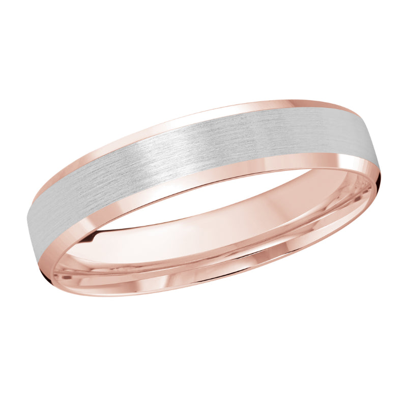 Malo 4mm 18k Pink & White Gold Carved Band