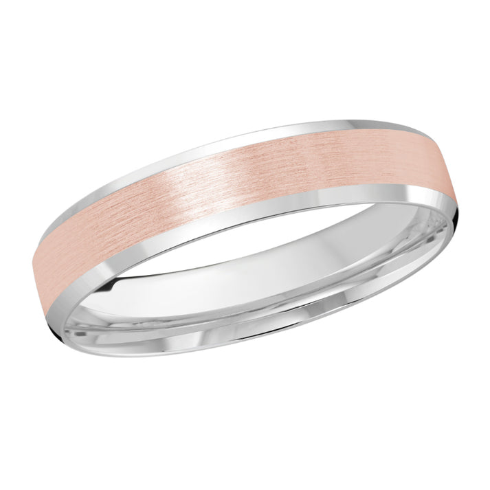Malo 4mm 18k White & Pink Gold Carved Band