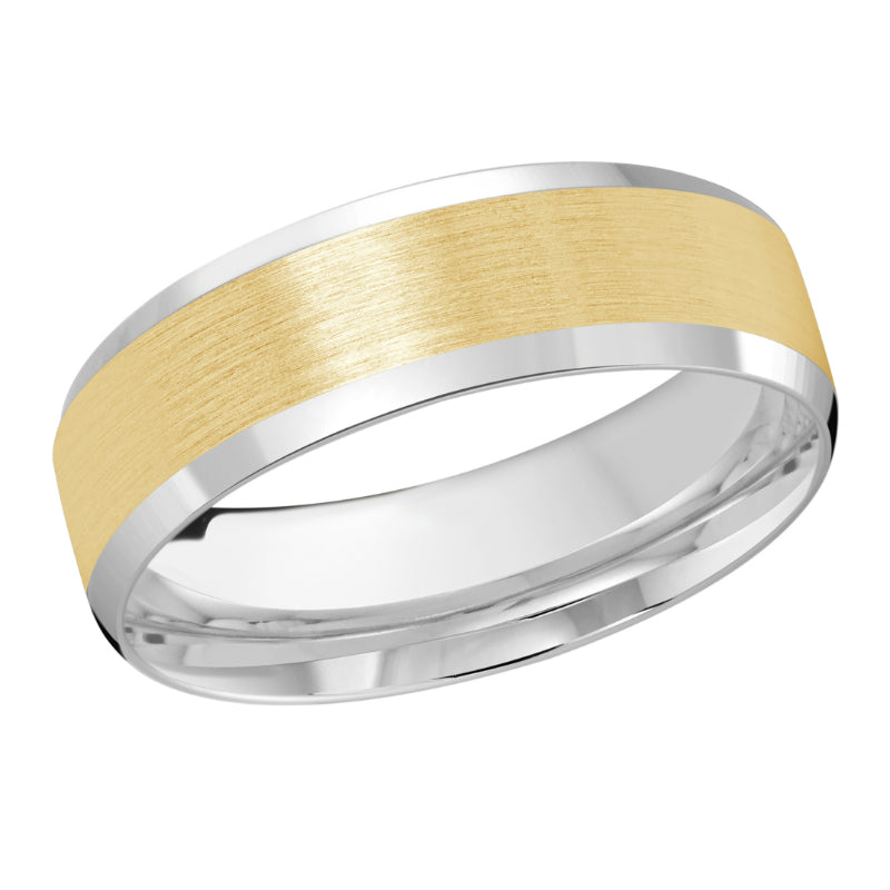 Malo 7mm 18k White & Yellow Gold Carved Band