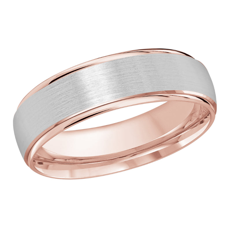 Malo 6mm 18k Pink & White Gold Carved Band