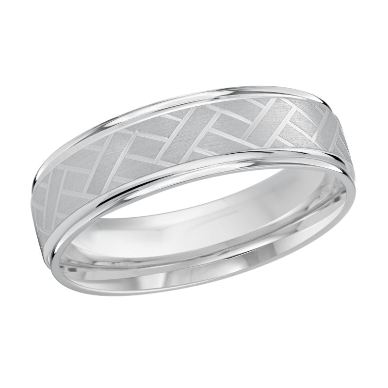 Malo 6mm 14k White Gold Carved Band
