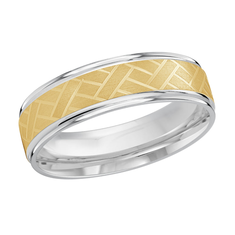 Malo 6mm 14k White & Yellow Gold Carved Band