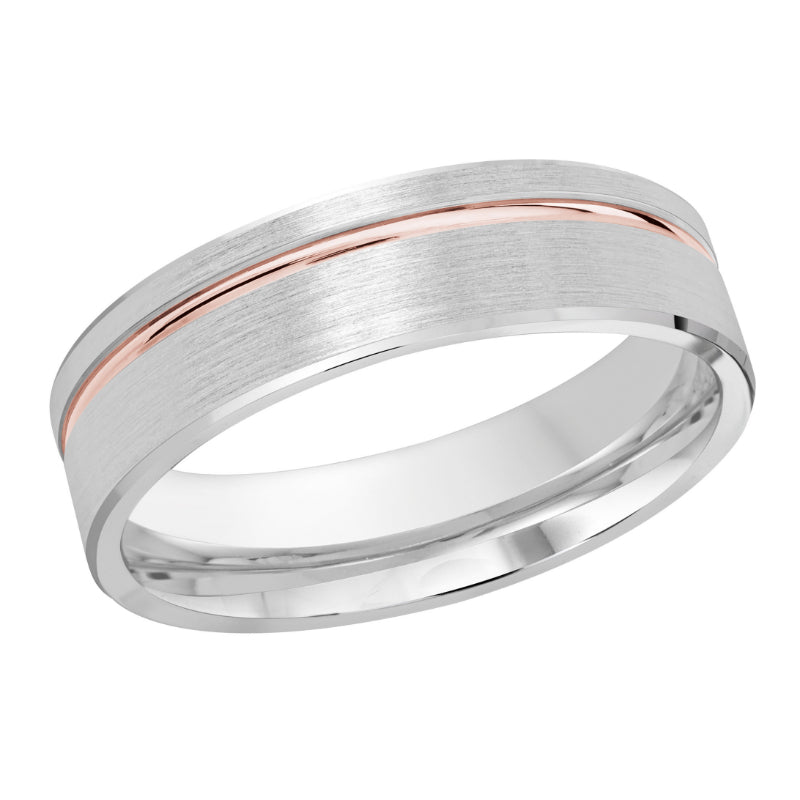 Malo 6mm 14k White & Pink Gold Carved Band