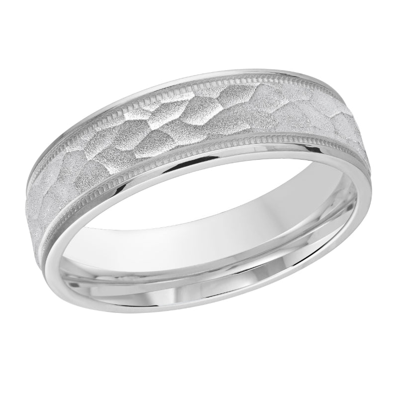 Malo 6mm 14k White Gold Carved Band