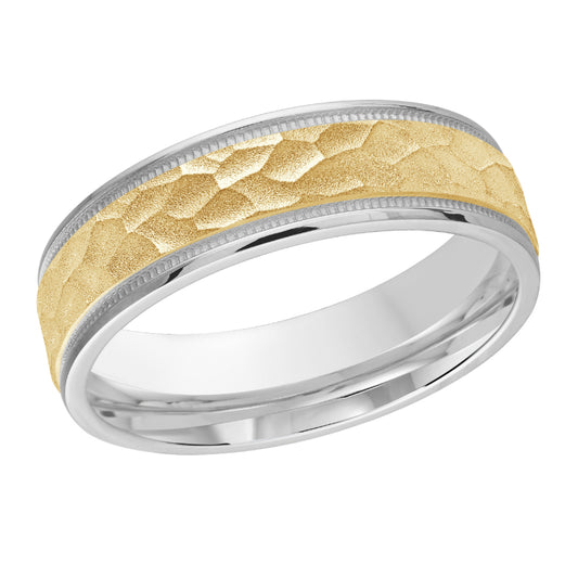 Malo 6mm 14k White & Yellow Gold Carved Band