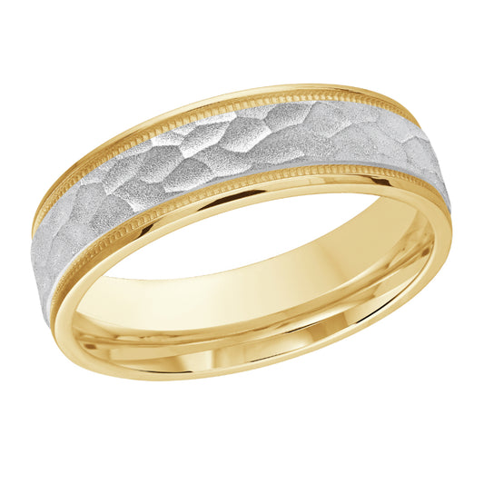 Malo 6mm 14k Yellow & White Gold Carved Band