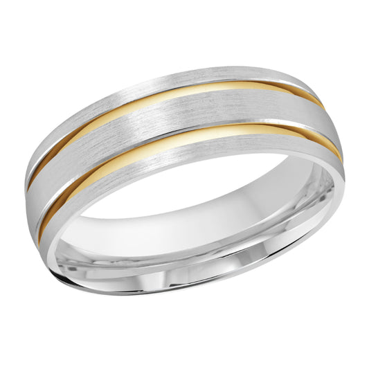 Malo 7mm 14k White & Yellow Gold Carved Band