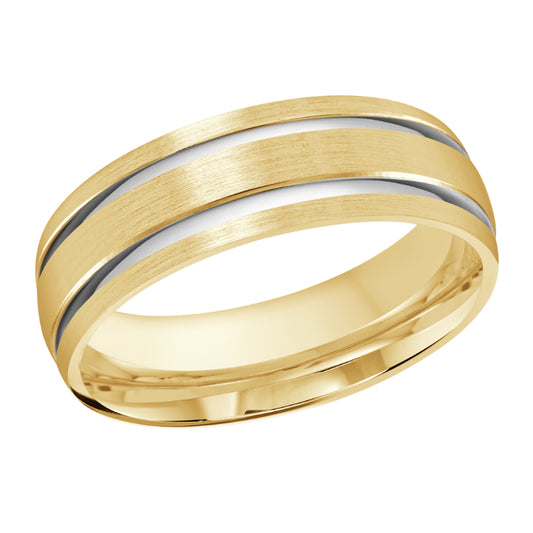 Malo 7mm 14k Yellow & White Gold Carved Band