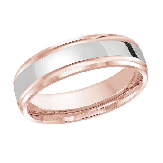 Malo 6mm 14k Pink & White Gold Carved Band