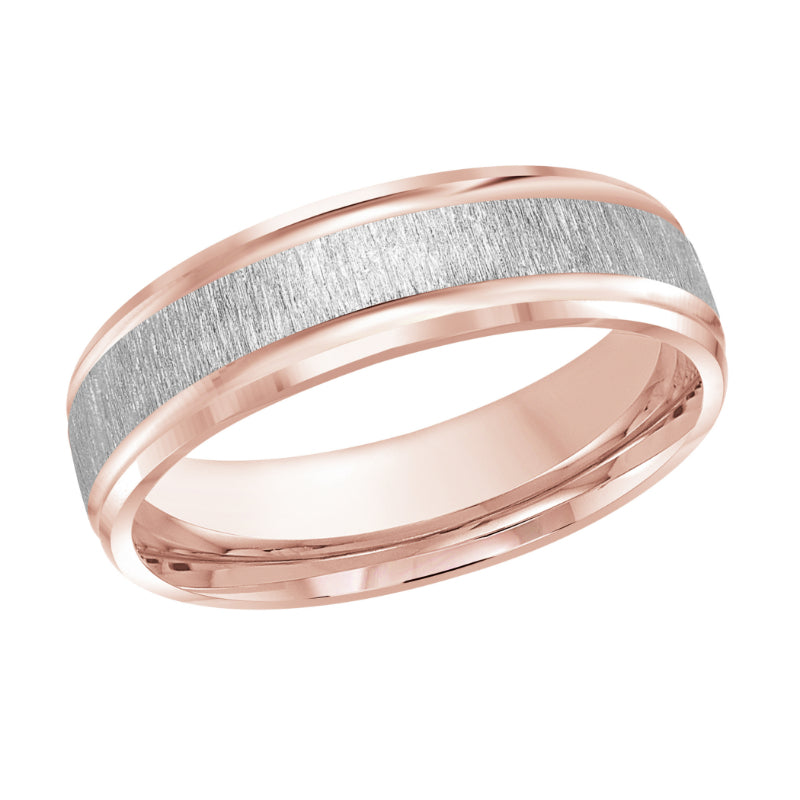 Malo 6mm 14k Pink & White Gold Carved Band