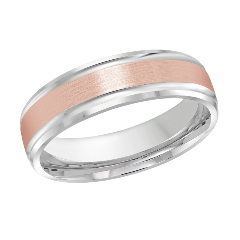 Malo 6mm 18k White & Pink Gold Carved Band