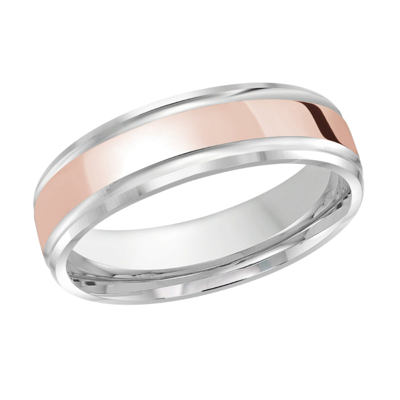 Malo 6mm 18k White & Pink Gold Carved Band