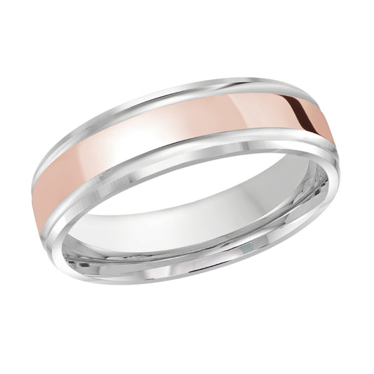 Malo 6mm 14k White & Pink Gold Carved Band
