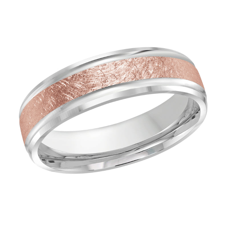 Malo 6mm 18k White & Pink Gold Carved Band
