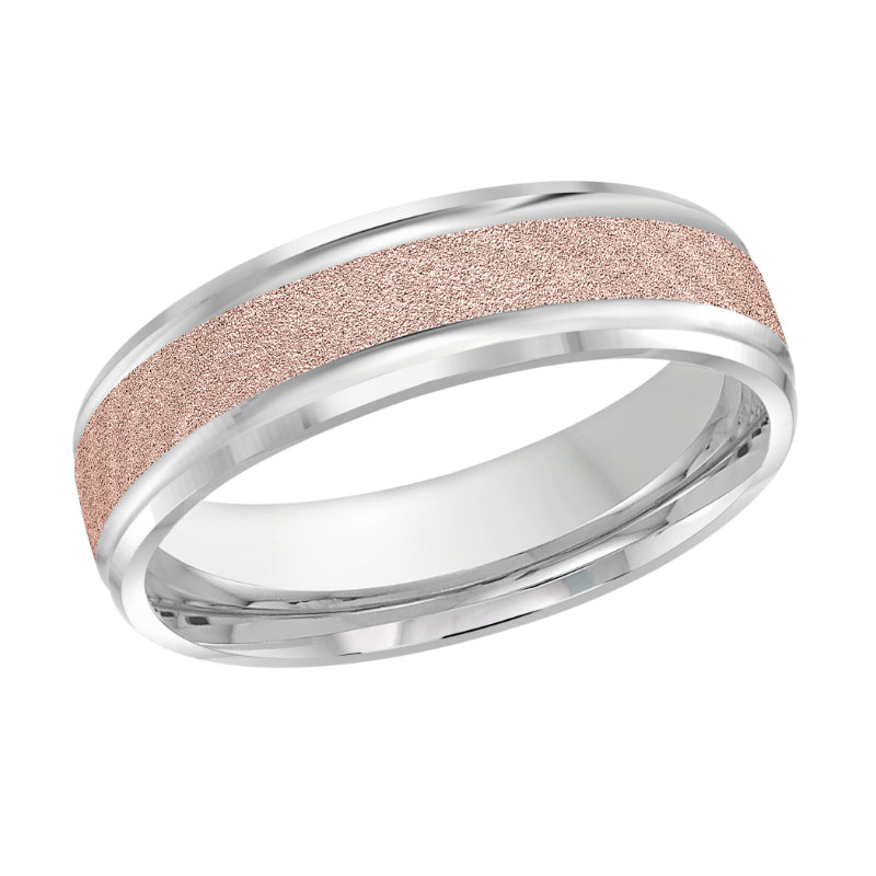 Malo 6mm 18k White & Pink Gold Carved Band