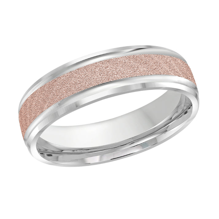 Malo 6mm 14k White & Pink Gold Carved Band