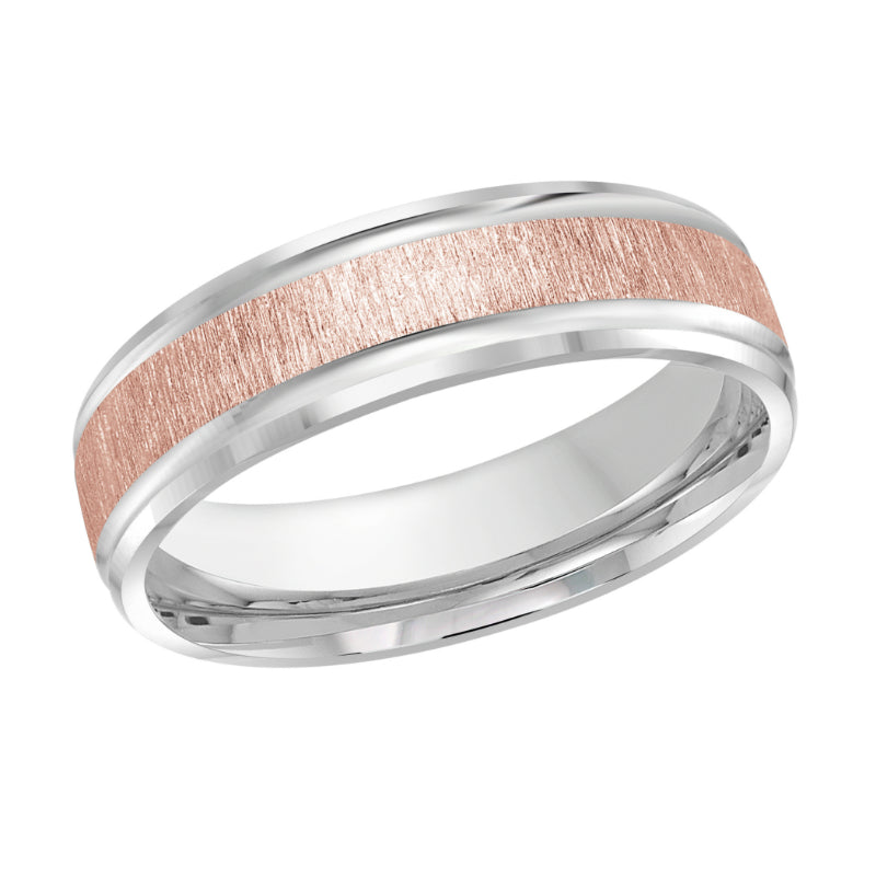 Malo 6mm 18k White & Pink Gold Carved Band