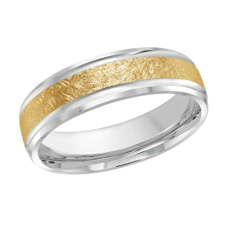 Malo 6mm 18k White & Yellow Gold Carved Band