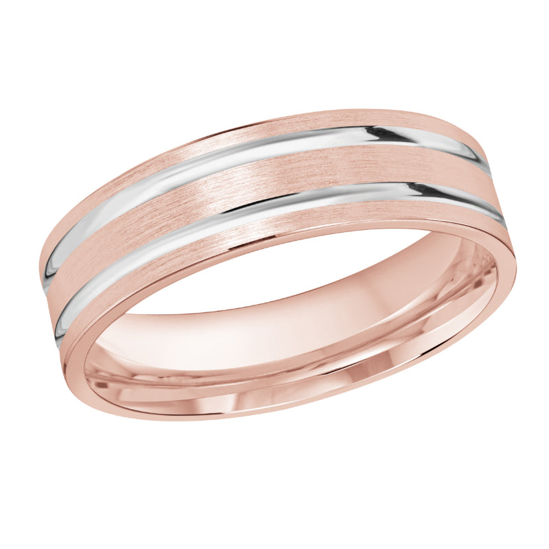 Malo 6mm 18k Pink & White Gold Carved Band