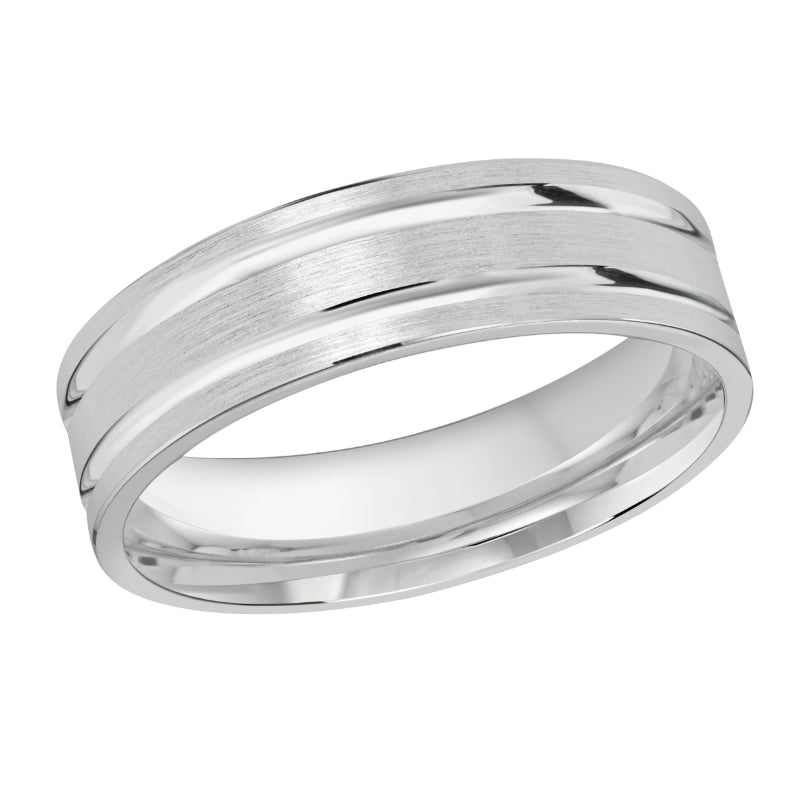 Malo 6mm 18k White Gold Carved Band